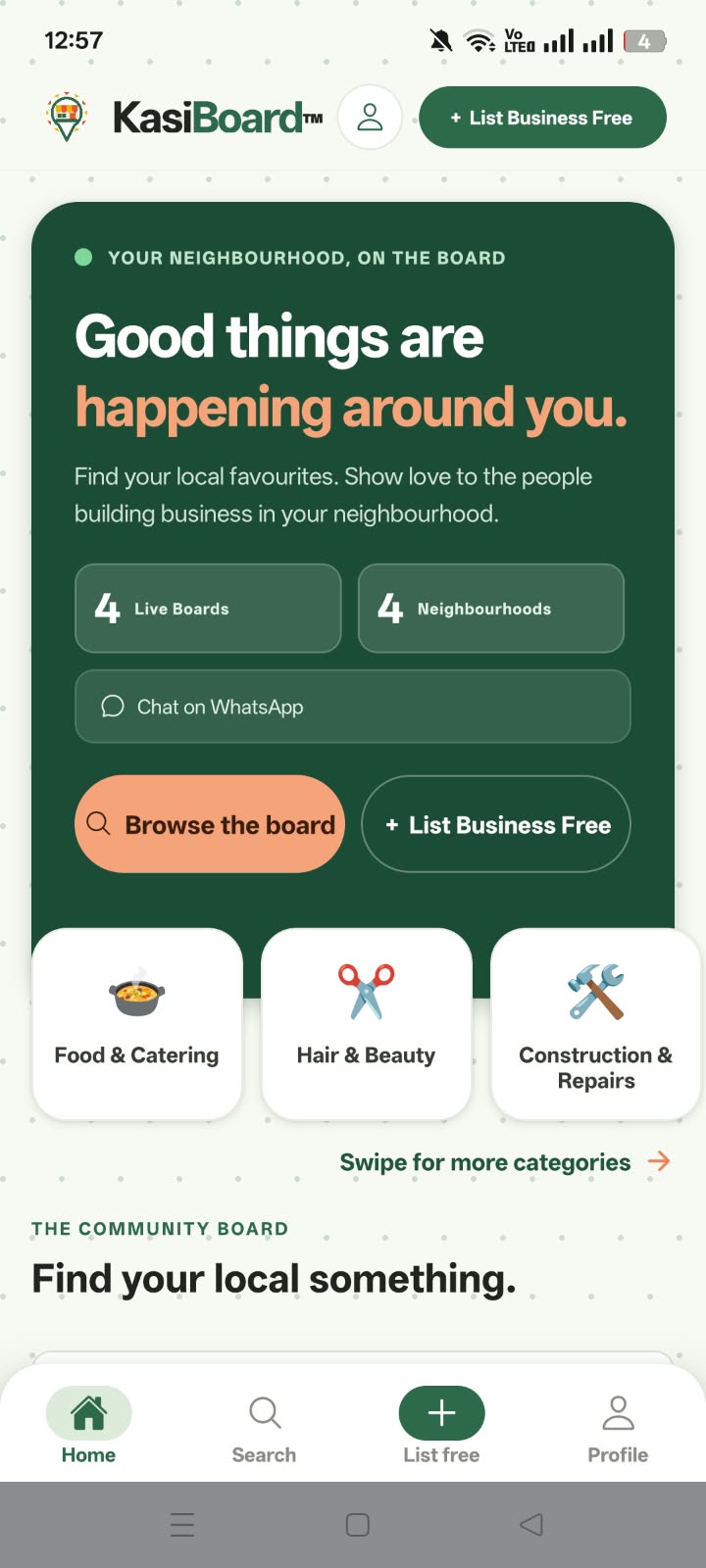 KasiBoard app screenshot