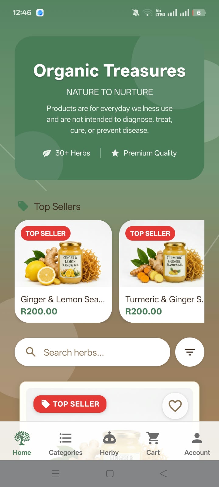 Organic Treasures app screenshot